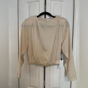 ASTR the Label Pleated Shoulder Long Sleeve top NWT